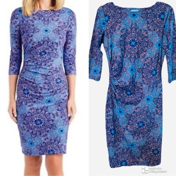 J. McLaughlin Blue Astor Tile dress - Picture 1 of 7